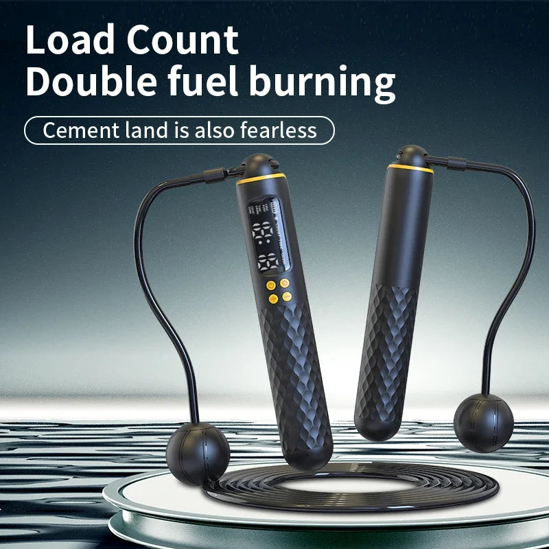 Wireless Digital Jump Rope USB Calorie Counter Adjustable Cordless Skipping Rope Fitness Exercise Trainer for Weight Loss